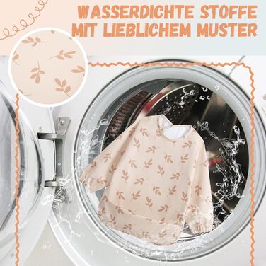 Дитячі нагрудники Little Dimsum з довгими рукавами, водонепроникні дитячі нагрудники, які миються, нагрудники з кишенею - 2 комплекти для малюків 6-36 місяців (Fox & Mountain (3D-LEAF)