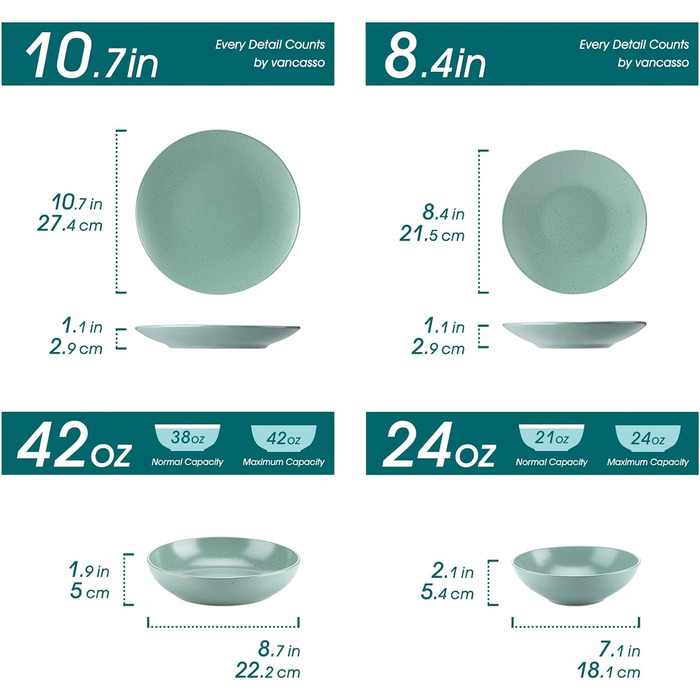 Столовий сервіз з керамограніту, ванкассо 32 предмети Карстовий комбінований сервіз з фаянсу, набір посуду вінтажного вигляду для 4-12 осіб (Sabine-tq, посуд для 4 осіб)