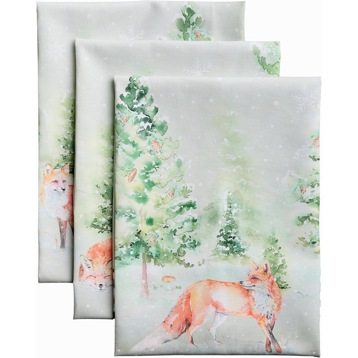 Набір з 3 багатоцільових кухонних рушників Maison d&39 Hermine Rural Christmas, 100 бавовна Барні рушники День подяки/Різдво (50 см x 70 см) (26 - Зимові ранки)