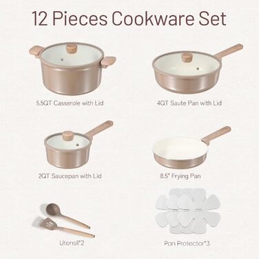 Набір керамічних каструль і сковорідок 18 предметів CAROTE