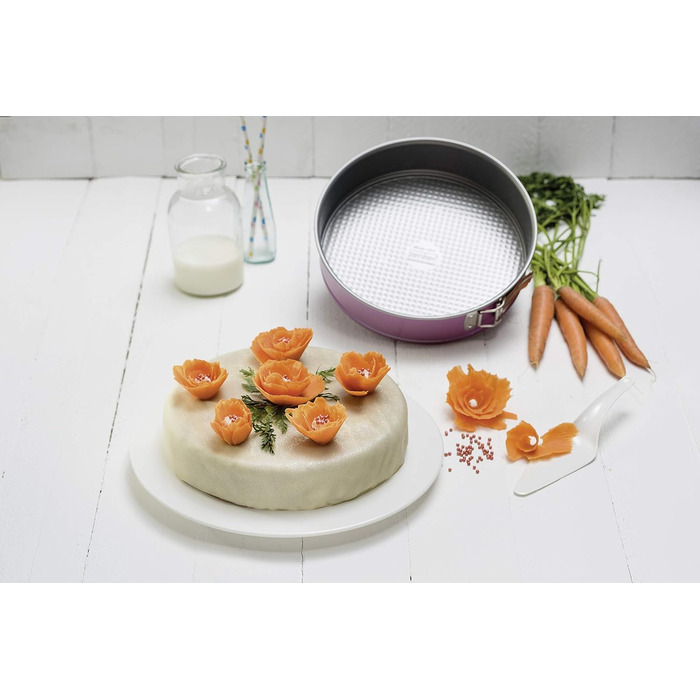 Роз'ємна форма для творчої студії Zenker Z7480 Ø 26 см, форма для випічки з плоским дном, кругла форма для торта з антипригарним покриттям, творча випічка (колір рожевий, сріблястий), кількість