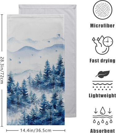 Різдвяні кухонні рушники Kwlegh, рушник для рук, різдвяна ялинка, цукерка-тростина, сніжинка, рушник для пальців, набір з 2 шт. , милий чоловічий банний рушник, високопоглинаючі рушники, 36 x (Сніжний ліс)