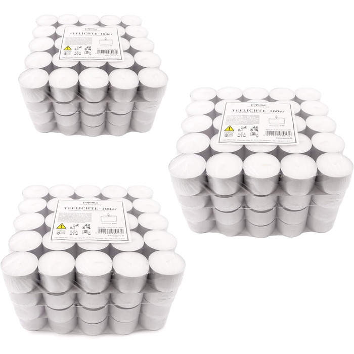 Чайні свічки pajoma, білі Чайні свічки без запаху Час горіння 8 годин - воскова вага 20 г, 25 x 38 мм Для кейтерингу, весіль, декорування, святкування, відпочинку, 100 шт. (1 упаковка) (Без запаху, 100 шт. (3 упаковки))