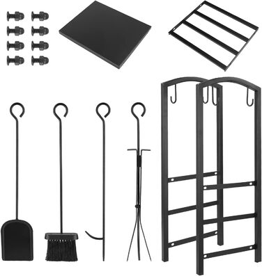 Підставка для дров з 4 камінними інструментами TLSUNNY