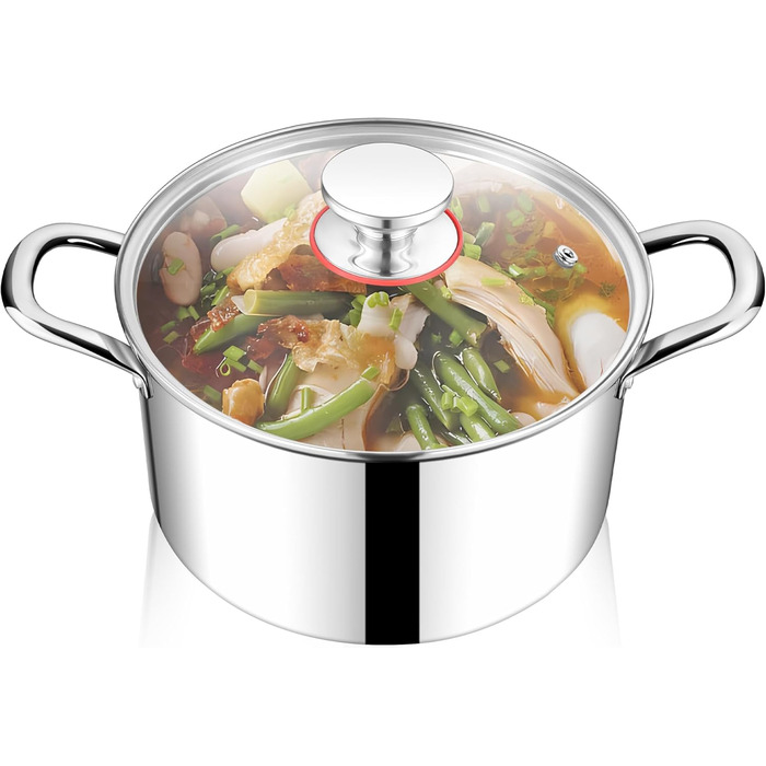 Каструля 3,3 л з нержавіючої сталі зі скляною кришкою 20 см HaWare