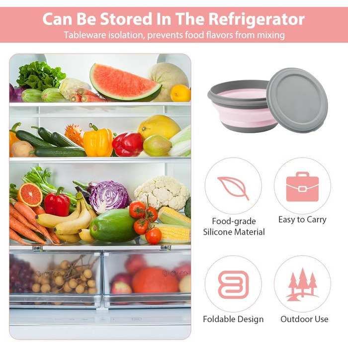 Складана миска 3 шт рожевий flintronic