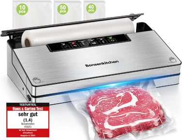 Вакуумний пакувальник з 5 режимами и 100 вакуумних пакетів, 8 л/хв, 125 Вт Bonsenkitchen