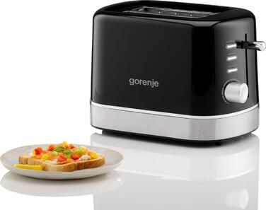 Gorenje Тостер 850Вт, підігрів, розморожування, пластик, чорний