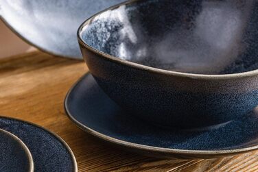 Набір посуду konsimo Combi 6 персон - TIME BLACK Набір безпечних тарілок для мікрохвильової печі Modern 18 предметів - Сейф для миття посудомийної машини Твердий порцеляновий столовий сервіз - Обідня тарілка Тарілка для сніданку Супова чашка 18 шт. (Чорни