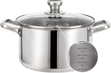 Набір каструль з нержавіючої сталі зі скляними кришками, 7 предметів Fuexmotco