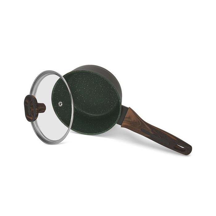 Ковш Fissman 16x7,5 см/1,3 л CUISINE со стеклянной крышкой алюминий с антипригарным покрытием (14591)