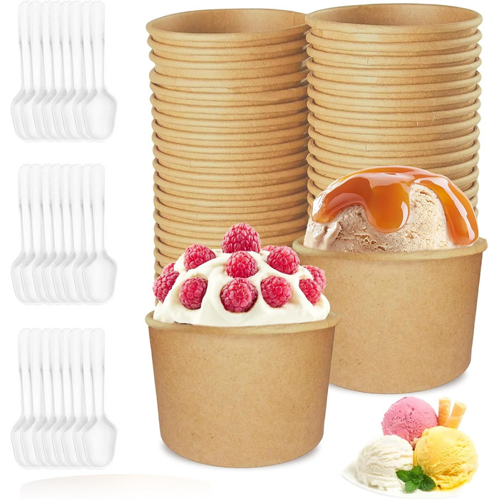 Набір паперові стаканчики для морозива 50 шт. 240 мл BAIFULAI