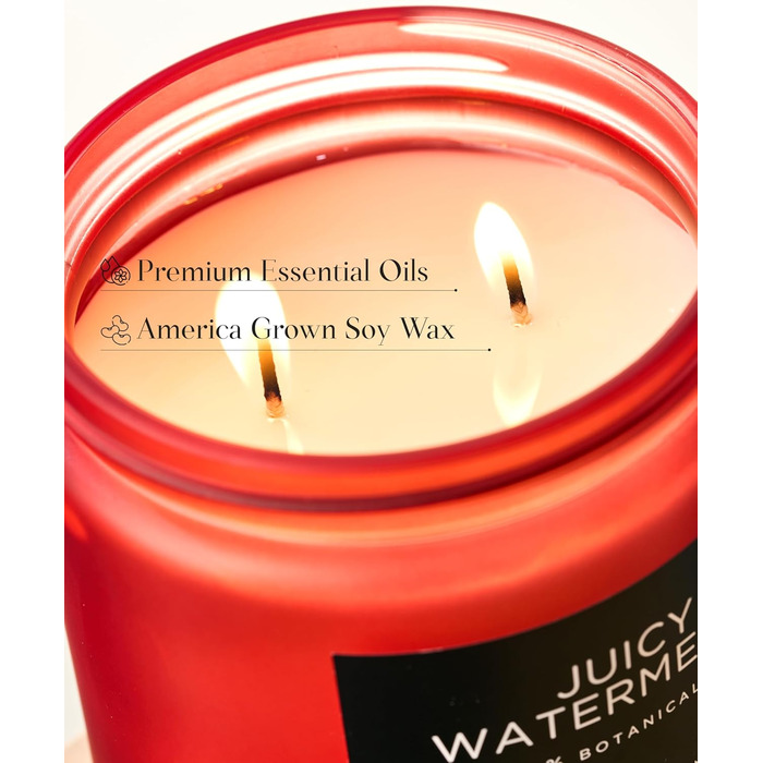 Ароматичні свічки M&SENSE Кава у скляній банці з 2 гнітами 330 г, час горіння 70 годин, свічка з натурального соєвого воску для спальні, кухні, декору дому, подарункова свічка для чоловіків та жінок, смажена кава (соковитий кавун)