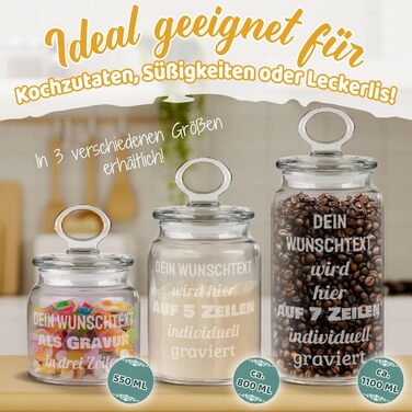 Скляна банка для печива PR Print Royal з гравіюванням - Створіть своє власне ім&39я або вислів як подарунок на день народження чи Різдво Персоналізований подарунок (800 мл)