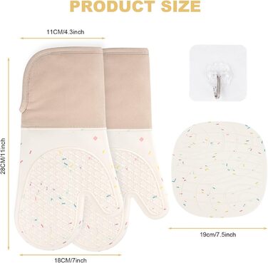 Рукавицы для духовки с подставкой под горячее и крючками, набор 5 предметов, бежевые AUAUY