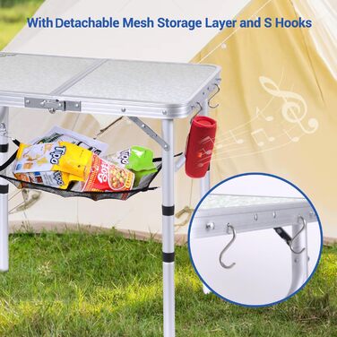 Складной кемпинговый стол с 3 уровнями высоты 60 х 40 см белый Sportneer