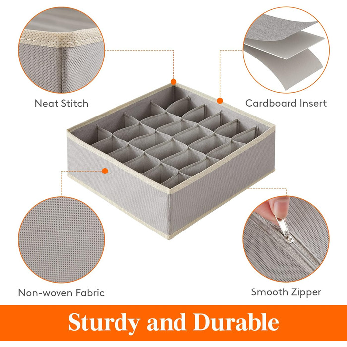 Набор из 3 органайзеров для носков и нижнего белья, светло-серый Lifewit