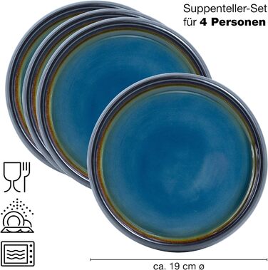 Супова тарілка Moritz & Moritz SOLID 4 шт. з кераміки 19 см керамічна миска для супу, локшини, салату або мюслі 4 великі миски