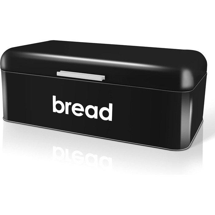 Хлібниця Herogo, Чорна хлібниця з відкидною кришкою, вінтажна металева коробка для зберігання Контейнер для хліба, тостів, печива, великої місткості та сучасного дизайну (42 x 22,5 x 16 см)
