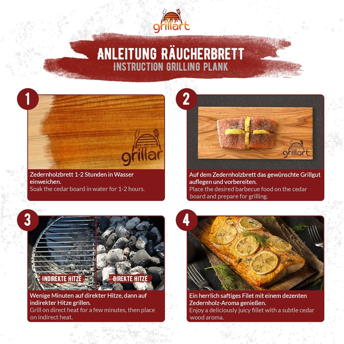 Набір із 6 дошок для гриля 30 х 14 см grillart