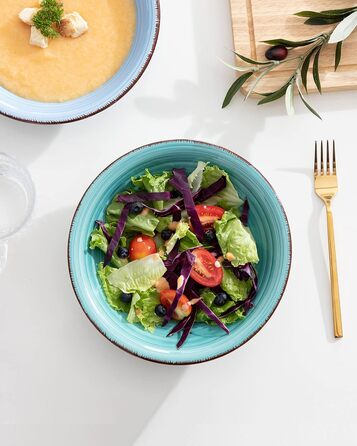 Плоская тарелка из 6 предметов, Ø 18,8 см Набор десертных тарелок для макаронных изделий (8,3 дюйма, синяя серия01)