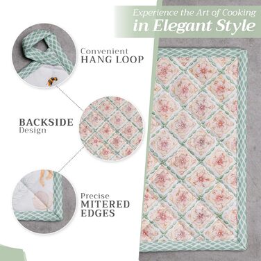 Рукавички для духовки Maison d&39 Hermine, підставки для каструль, 100 бавовна, термостійкі кухонні рукавички, рукавички для духовки (19 см x 33 см) та підставки для каструль (20 см x 20 см) для приготування їжі, Morzine - рукавички для духовки на День по