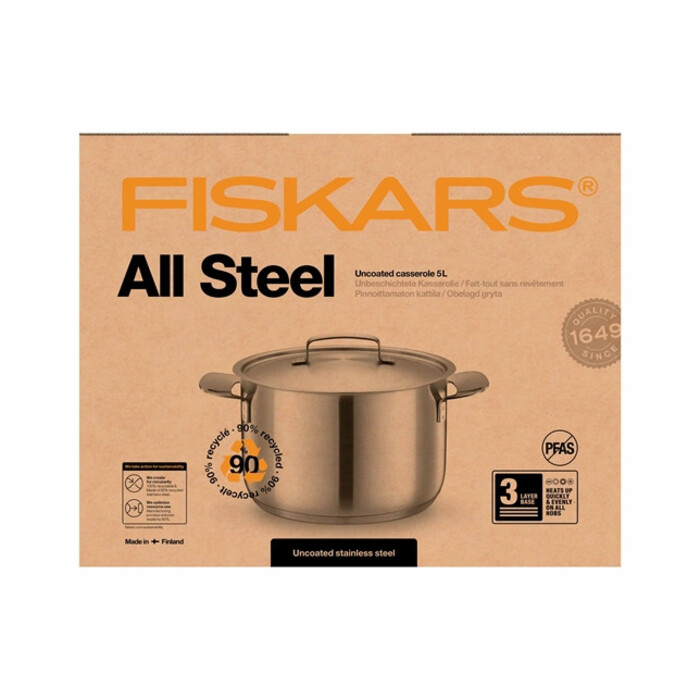 Кастрюля Fiskars All Steel 5 л матовая (1064752)