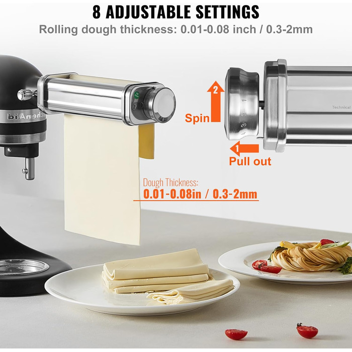 Набір насадок для пасти до кухонного комбайну, 3 предмети, сріблясті VEVOR