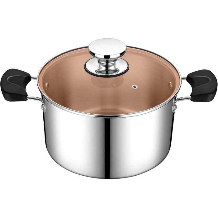 Кастрюля 5 л из нержавеющей стали со стеклянной крышкой 22 см Herogo