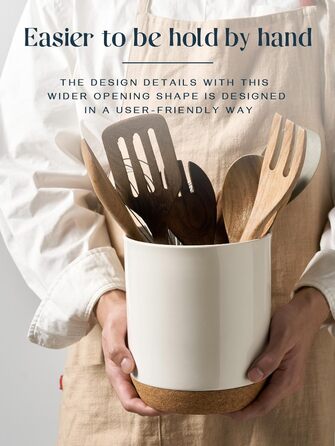 Тримач кухонного посуду DOWAN, великий тримач посуду 18 см для кухонної стійки, захисний килимок для столу, важкий і стійкий керамічний, без хитання, легко чиститься, білий для домашніх майстрів