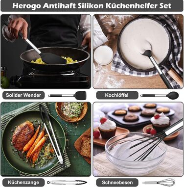 Набор кухонных принадлежностей для приготовления пищи из 9 предметов, черный Herogo