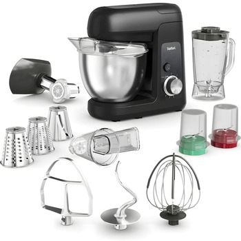 Tefal Кухонна машина Bake Partner 1100Вт, чаша-метал, корпус-пластик, насадок-8, чорний