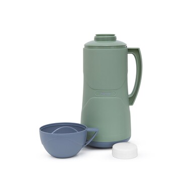 Термос Fissman 1800 мл, колір синій пластиковий корпус зі скляною колбою (19850)