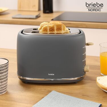 Электрочайник 1,7л и тостер на 2 слота, набор 2 предмета, серый Nordic Briebe