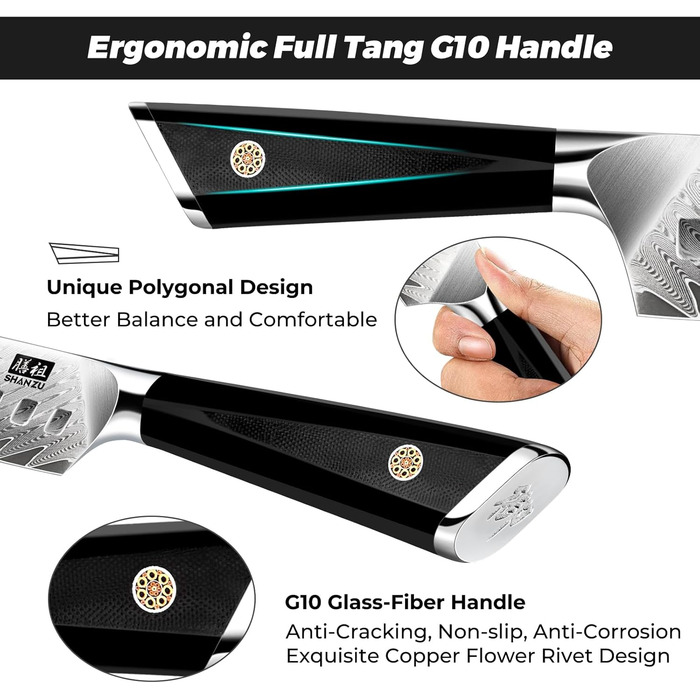 Поварской нож сантоку 18 см, дамасская сталь GYO SHAN ZU