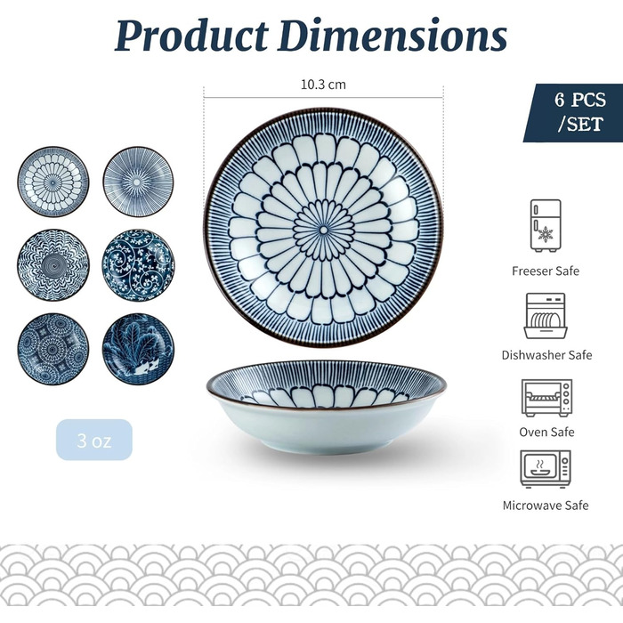 Набір з 6 керамічних мисок для соусів Besmeety