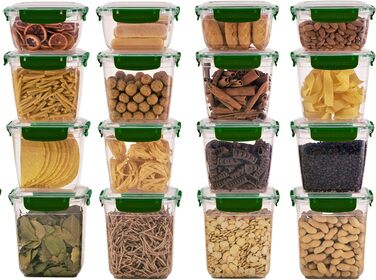 Набір банок для зберігання uandu Lock & Fresh з 16 упаковок, контейнери для зберігання харчових продуктів з кришками для харчових продуктів, мікрохвильова піч і морозильна камера, банки для зберігання з кришками, ящик для зберігання кухня, банки для збері