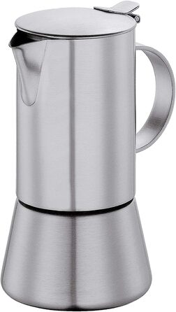 Кавоварка еспресо Cilio AIDA Підходить для всіх типів плит, включаючи індукційні Ø 9 см, В 17,5 см Італійська кавоварка Кафетера Машина мокко (матова нержавіюча сталь, 4 чашки)