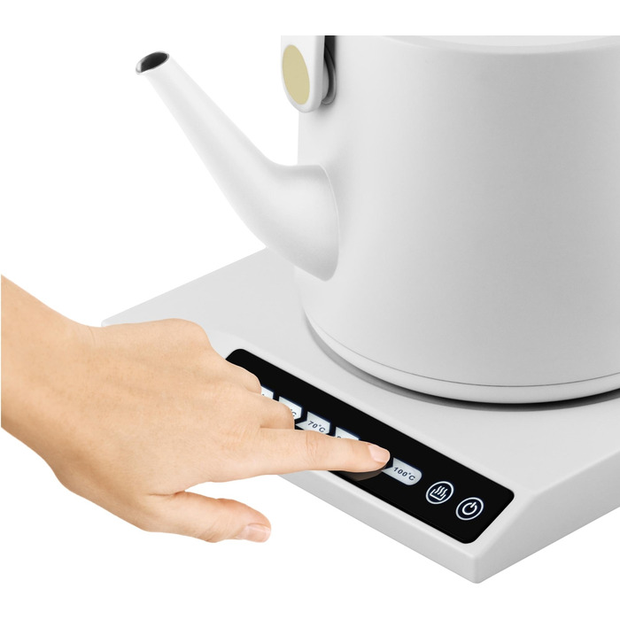 CATLER Електрочайник 0.6л, Strix, заварник, нерж. сталь, підтримка температури, сенс. керув., білий