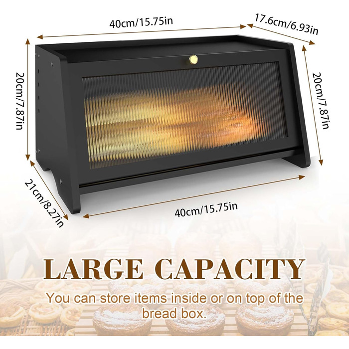 Хлібниця 40 х 21 х 20 см чорний R S Trade