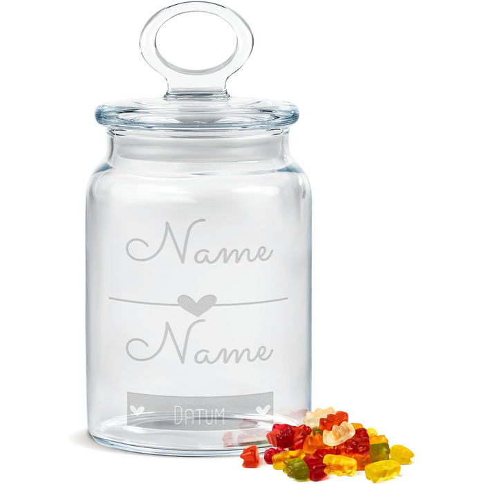 Стеклянная банка для печенья с персонализированной печатью и гравировкой 800 мл PR Print Royal