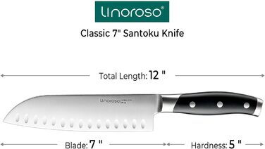 Ніж для чищення овочів linoroso 9 см Ніж для чищення овочів Гострі ножі для фруктів Кухонні ножі Маленькі кухонні ножі Німецькі поковки з вуглецевої сталі Ергономічна ручка з елегантною подарунковою коробкою - Класична серія (8-дюймовий ніж сантоку)