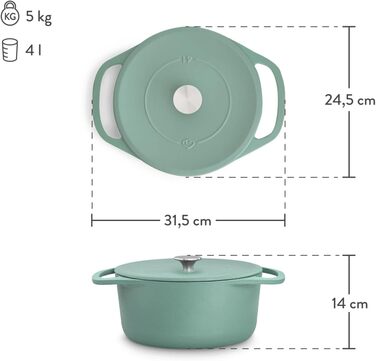 Кокотниця з кришкою 24 см, зелений Springlane Kitchen