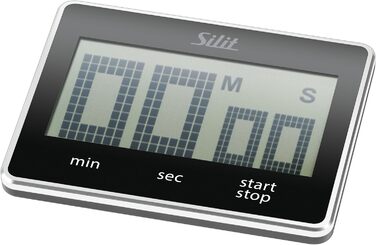 Цифровий таймер Silit Attimo, 9 x 7 см, кухонний таймер, таймер зворотного відліку, цифровий таймер для яєць, пластик, чорний 0 Чорний