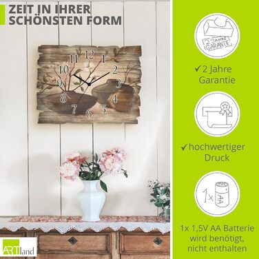 Настінний годинник без цокання 40 x 30 см ARTLAND