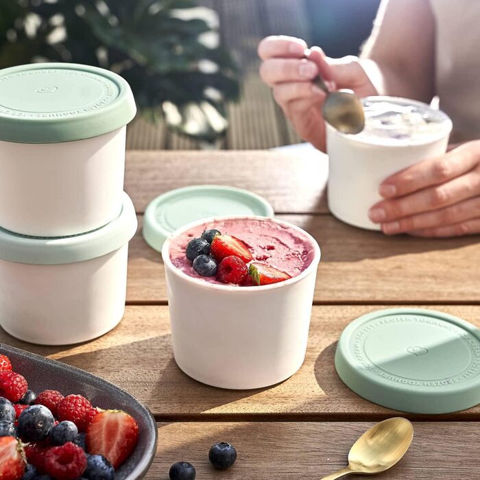 Набір з 2 контейнерів для морозива 1 л, контейнери для зберігання, морозильні банки, контейнери для льоду без бісфенолу А харчового класу (м'ята міні-набір з 4 шт. )