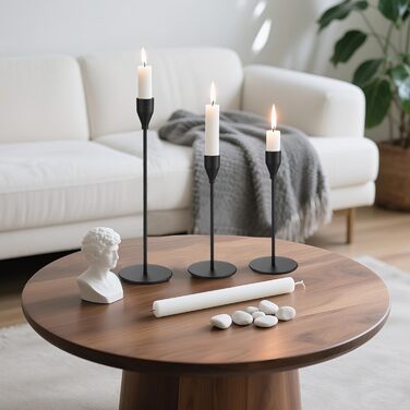 Елементний металевий свічник, 33/28/23 см, тривимірний свічник-конус, елегантний свічник-конус у ретро-стилі для весіль, вечерь при свічках, вечірок, днів народження, домашнього декору (чорний), 6-