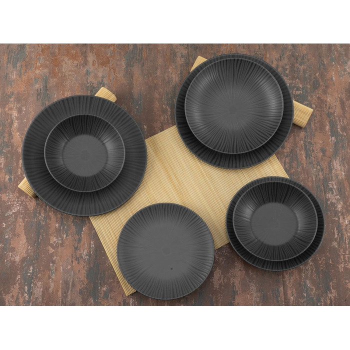 Набір тарілок на 4 персони, 12 предметів, Vesuvio Black Creatable