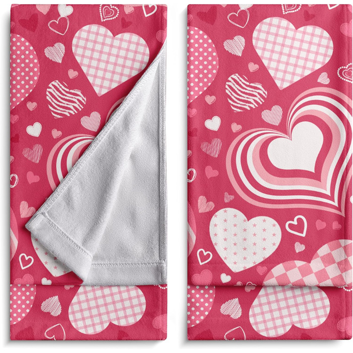 Різдвяні кухонні рушники Kwlegh, рушник для рук, різдвяна ялинка, цукерка-тростина, сніжинка, рушник для пальців, набір з 2 шт. , милий чоловічий банний рушник, високопоглинаючі рушники, 36 x (рожеві з сердечками)