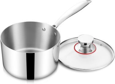 Сотейник 1,9 л з прозорою кришкою 16 см, нержавіюча сталь Homikit